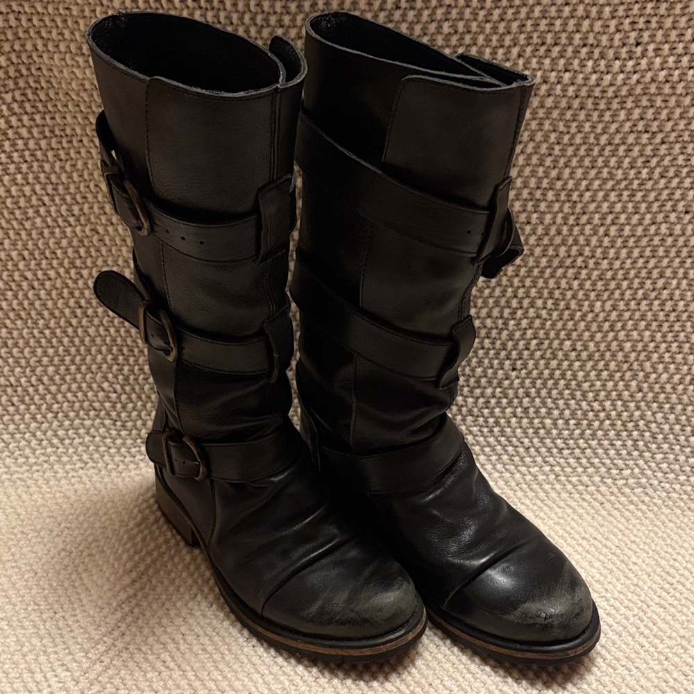 Steve Madden Black Leather Combat Boots